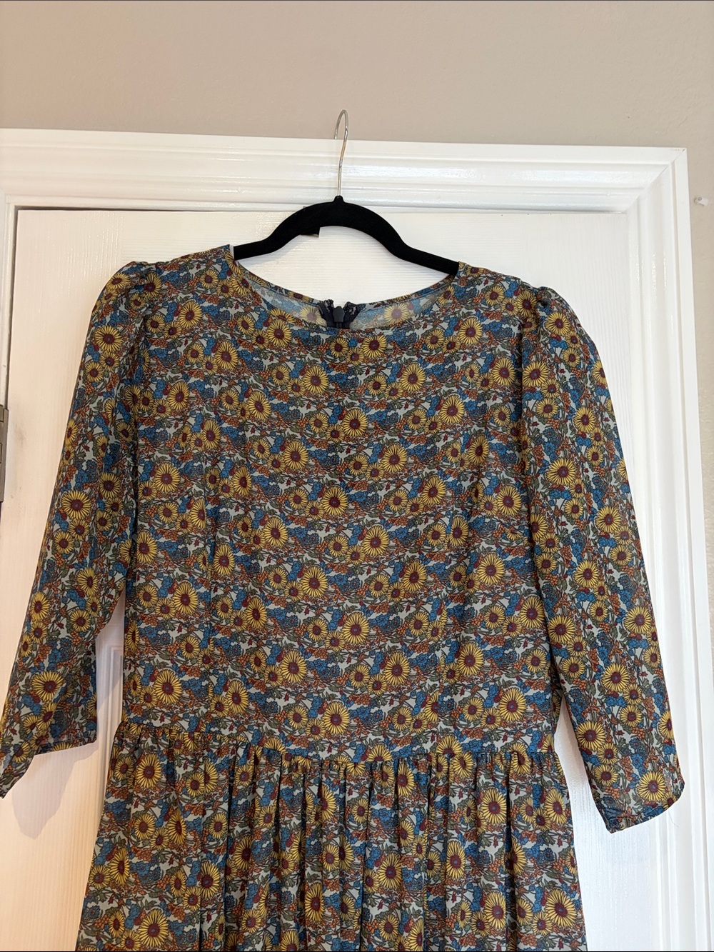 Astrid Dress in Vintage Sunflower Print by Vixen by Micheline Pitt - Picture 2 of 6